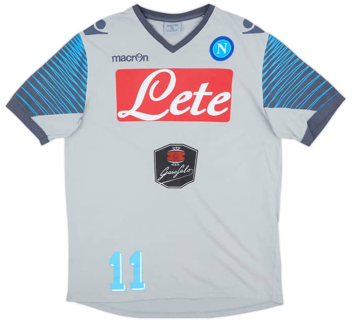 2014-15 Napoli Macron Player Issue Cotton Tee - 6/10 - (XL)