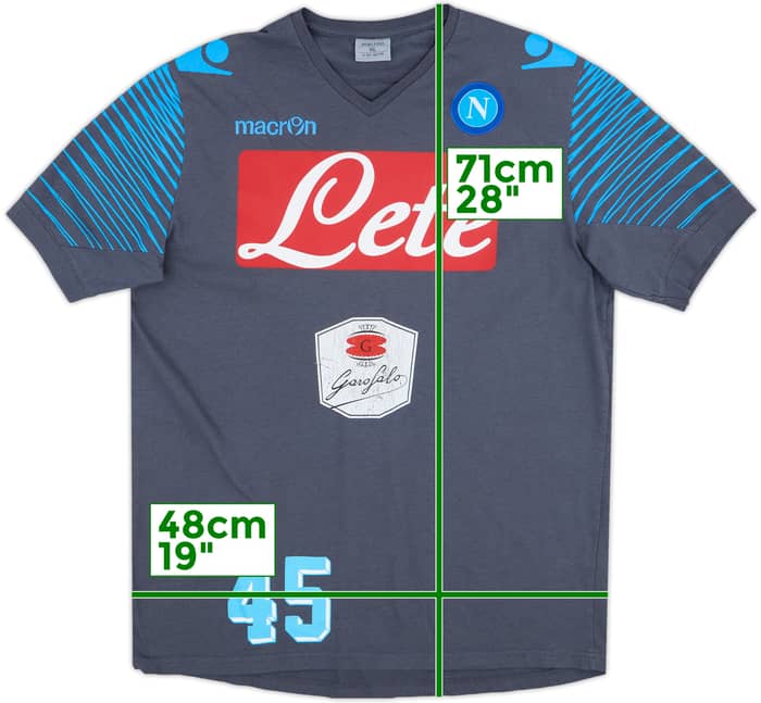 2014-15 Napoli Macron Player Issue Cotton Tee - 5/10 - (XL)