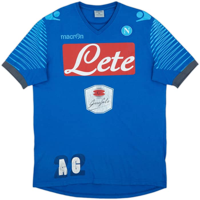 2014-15 Napoli Macron Staff Issue Cotton Tee AG - 4/10 - (XL)