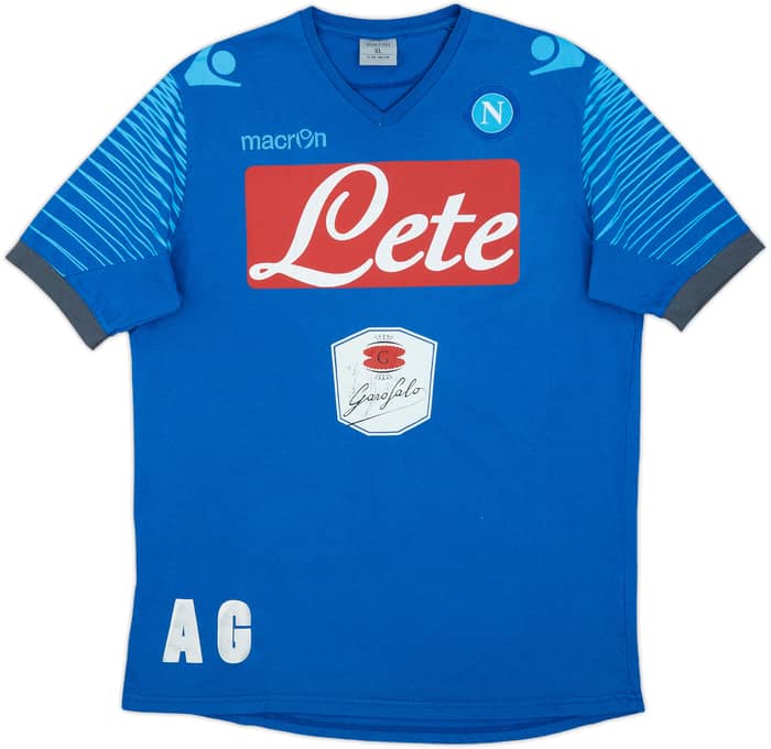 2014-15 Napoli Macron Staff Issue Cotton Tee AG - 5/10 - (XL)