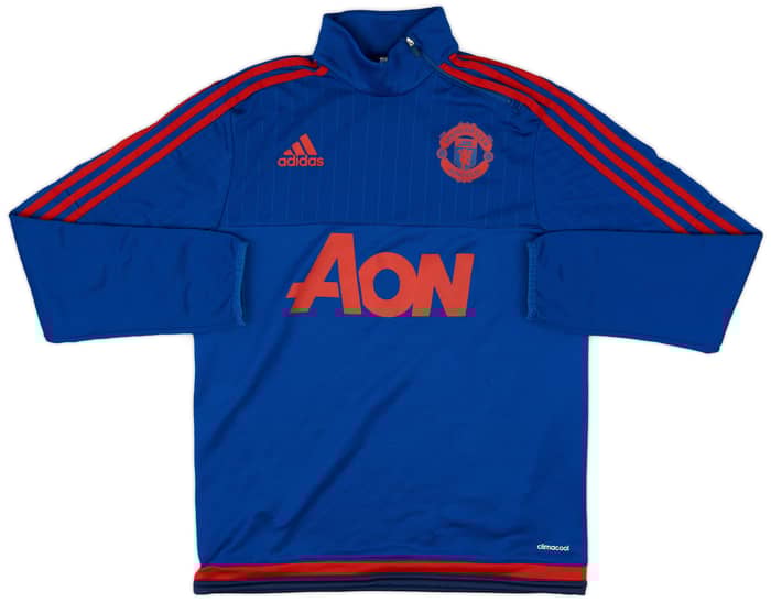 2015-16 Manchester United adidas 1/4 Zip Sweat Top - 9/10 - (S)