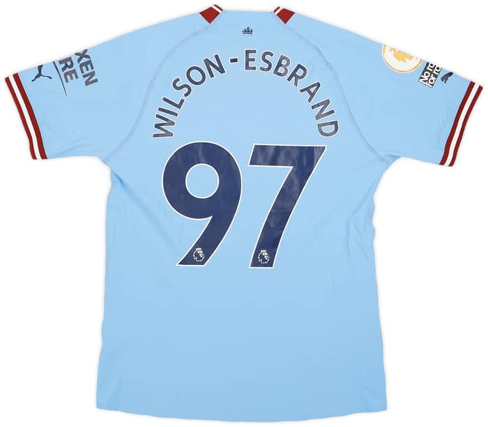 2022-23 Manchester City Match Issue Home Shirt Wilson-Esbrand #97