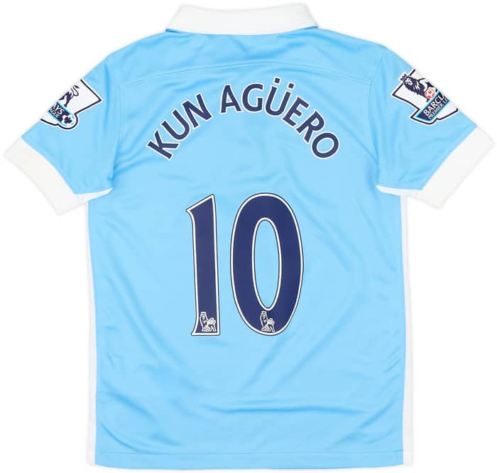 2015-16 Manchester City Home Shirt Kun Aguero #16 - 8/10 - (7-8 Years)