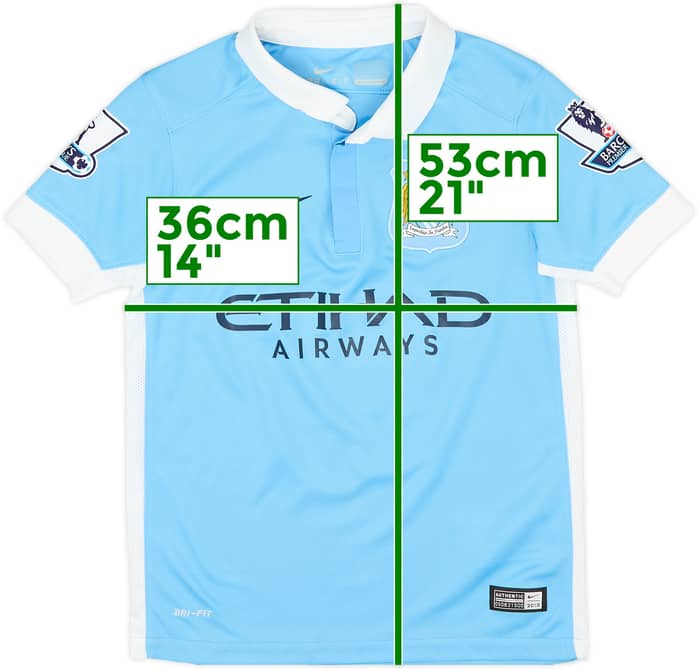 2015-16 Manchester City Home Shirt Kun Aguero #16 - 8/10 - (7-8 Years)
