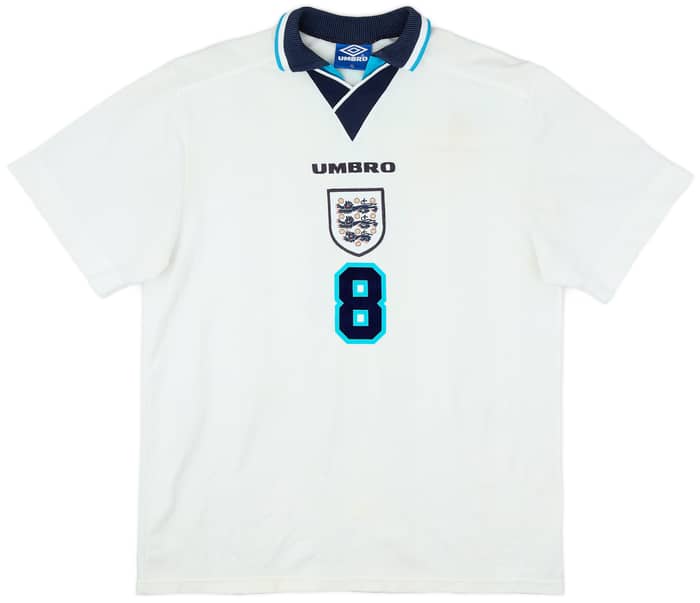 1995-97 England Home Shirt Gascoigne #8 - 5/10 - (XL)
