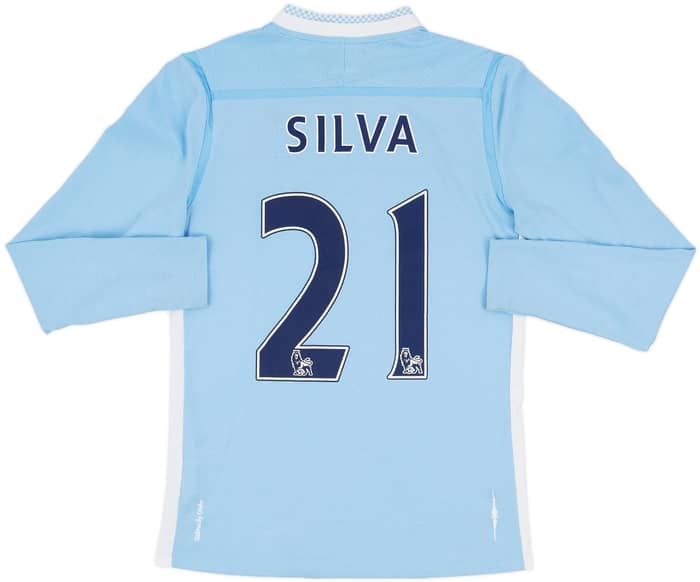 2011-12 Manchester City Home L/S Shirt Silva #21 - 9/10 - (XL.Boys)