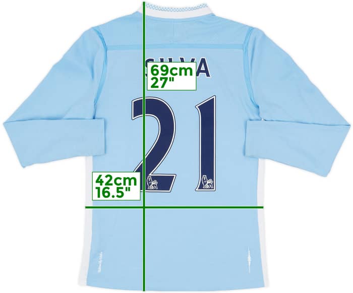 2011-12 Manchester City Home L/S Shirt Silva #21 - 9/10 - (XL.Boys)