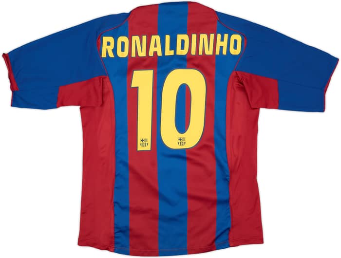 2004-05 Barcelona Home Shirt Ronaldinho #10 - 9/10 - (XL)