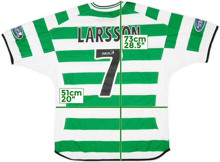 2001-03 Celtic Home Shirt Larsson #7 - 8/10 - (L)