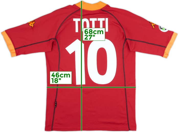 2001-02 Roma Home Shirt Totti #10 - 8/10 - (L)