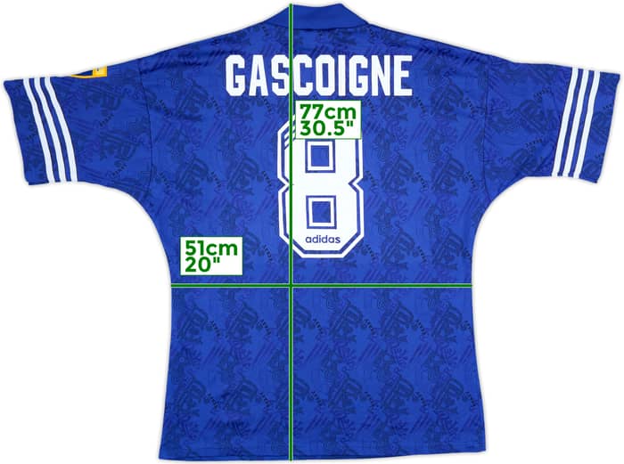 1994-96 Rangers Home Shirt Gascoigne #8 - 9/10 - (M/L)