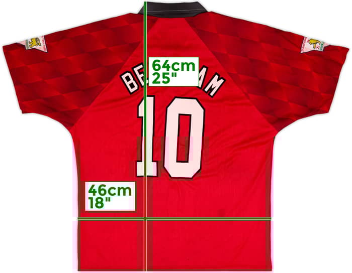 1996-98 Manchester United Home Shirt Beckham #10 - 6/10 - (L)