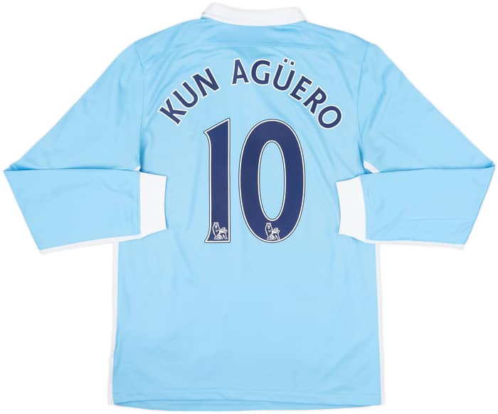 2015-16 Manchester City Home L/S Shirt Kun Aguero #10 - 8/10 - (S)