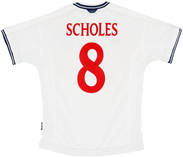 1999-01 England Home Shirt Scholes #8 - 6/10 - (L)