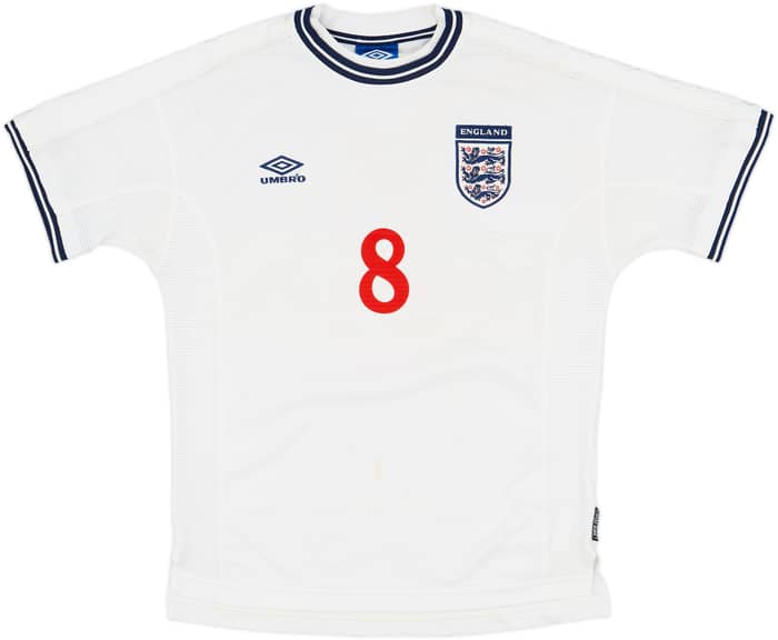 1999-01 England Home Shirt Scholes #8 - 6/10 - (L)