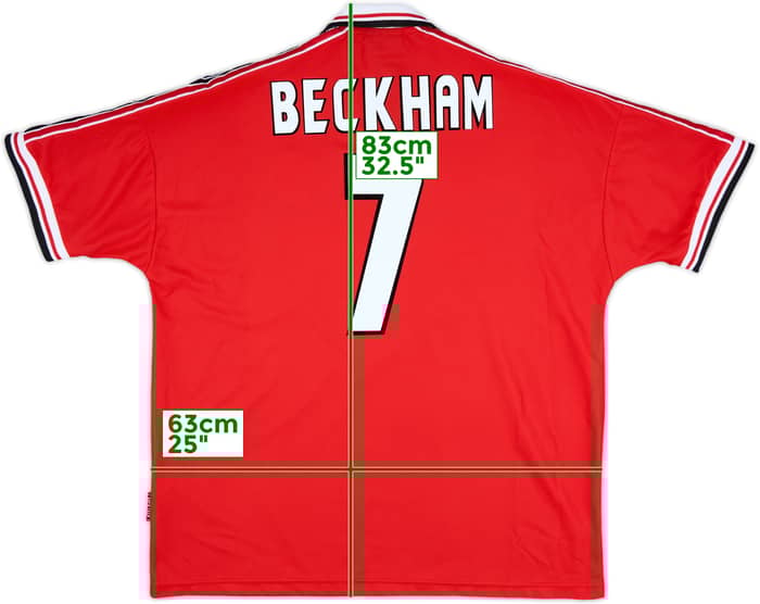 1998-00 Manchester United Home Shirt Beckham #7 - 8/10 - (XXL)