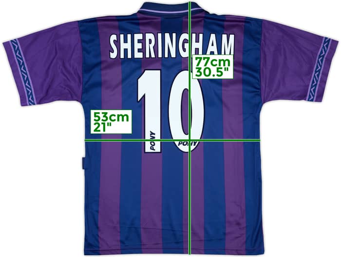 1995-97 Tottenham Away Shirt Sheringham #10 - 8/10 - (M)
