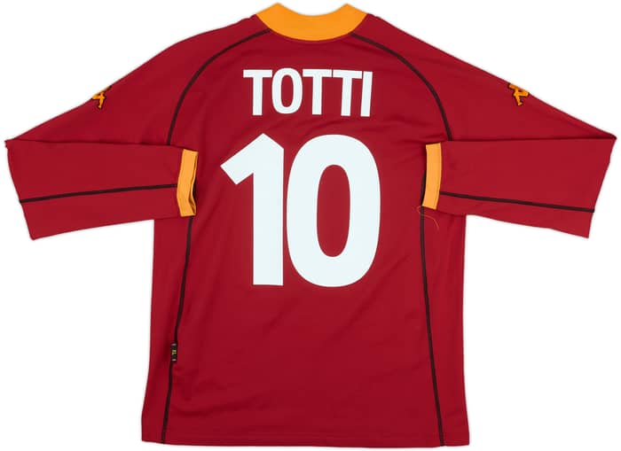 2001-02 Roma Home L/S Shirt Totti #10 - 7/10 - (XL)