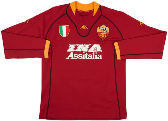 2001-02 Roma Home L/S Shirt Totti #10 - 7/10 - (XL)