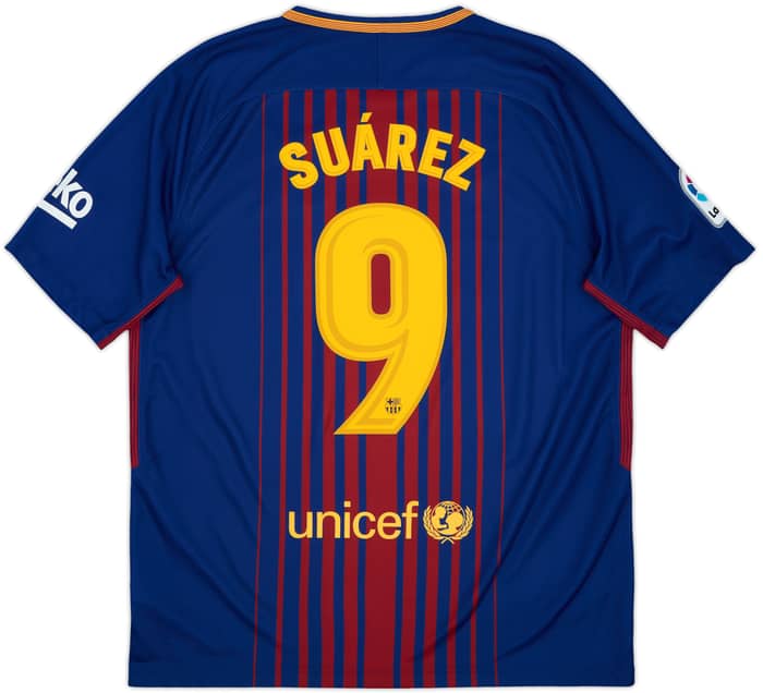 2017-18 Barcelona Home Shirt Suarez #9 - 10/10 - (L)