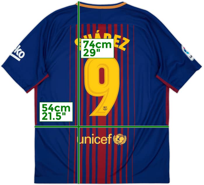 2017-18 Barcelona Home Shirt Suarez #9 - 10/10 - (L)