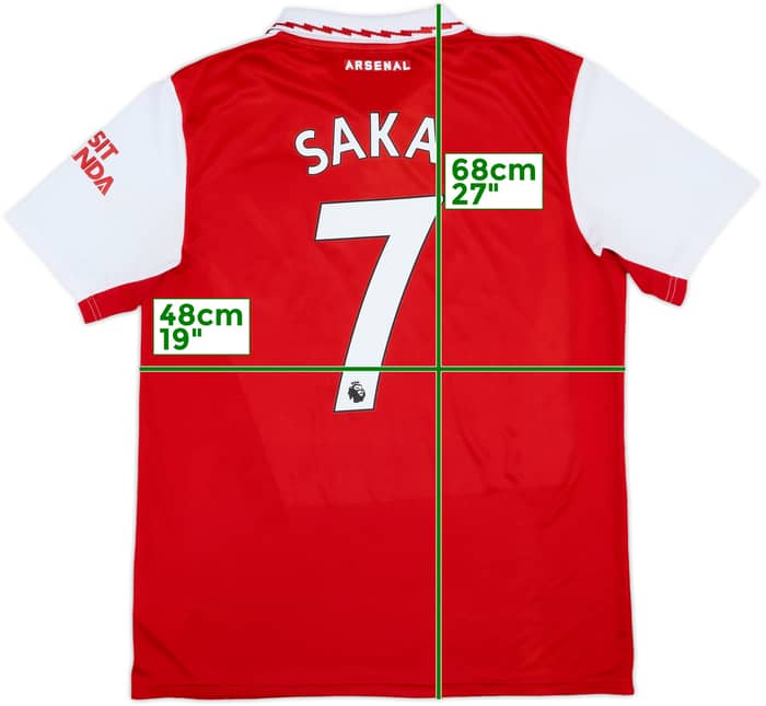 2022-23 Arsenal Home Shirt Saka #7 - 8/10 - (L)