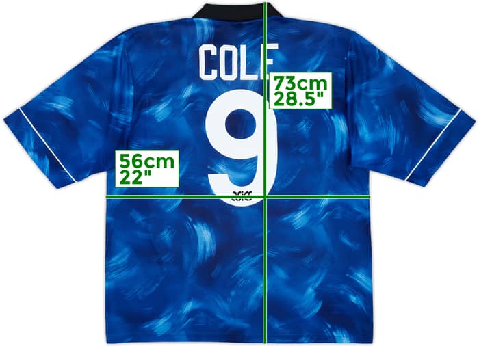 1993-95 Newcastle Away Shirt Cole #9 - 8/10 - (XL)