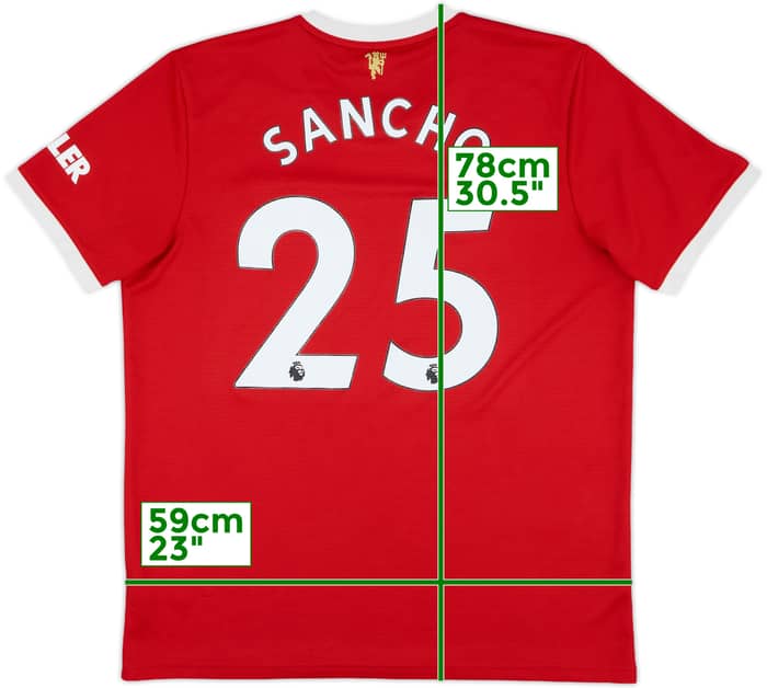 2021-22 Manchester United Home Shirt Sancho #25 - 8/10 - (XL)
