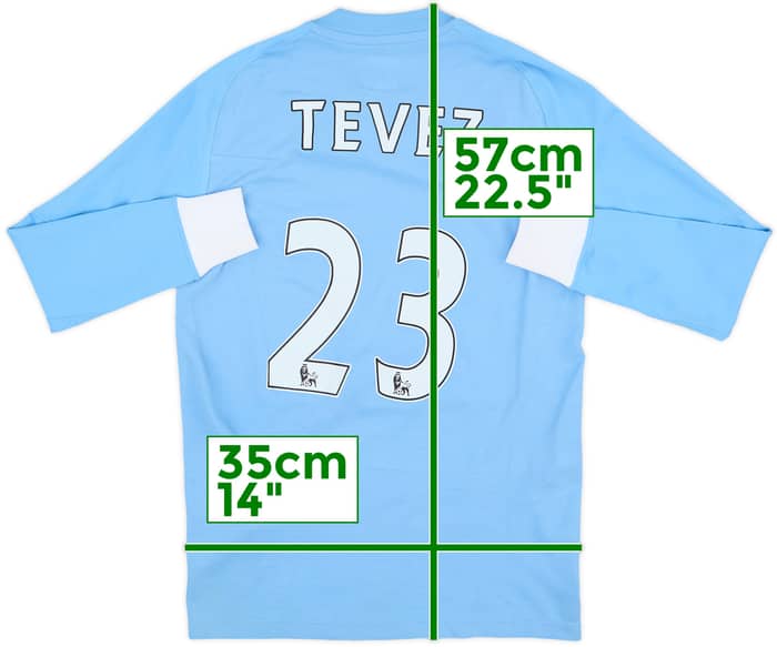 2010-11 Manchester City Home L/S Shirt Tevez #23 (M.Boys)