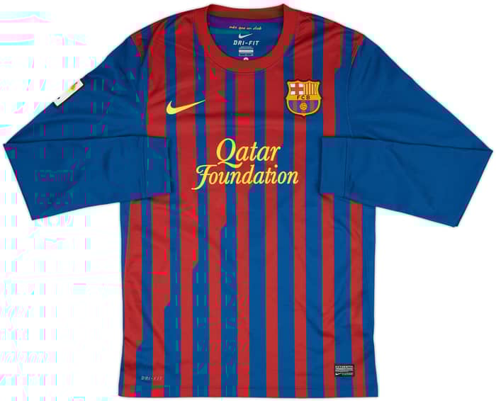 2011-12 Barcelona Home L/S Shirt Pique #3 - 8/10 - (S)