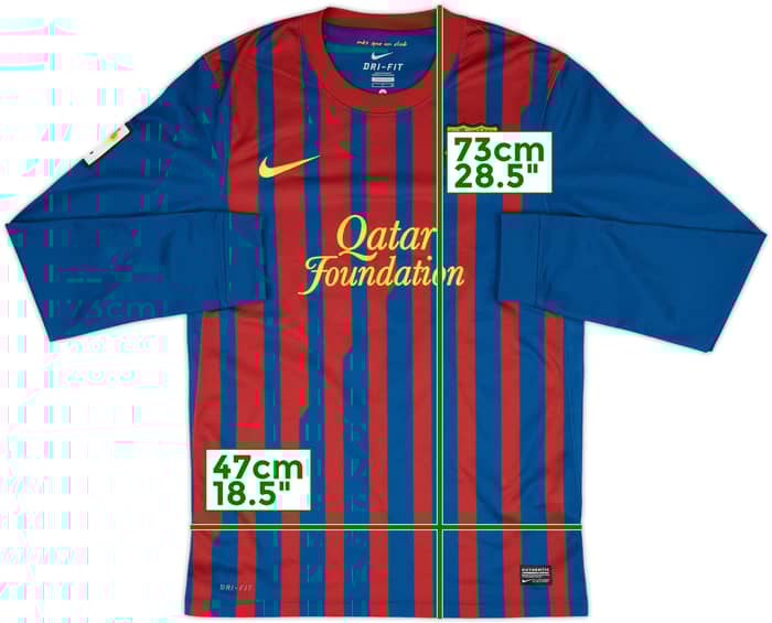 2011-12 Barcelona Home L/S Shirt Pique #3 - 8/10 - (S)