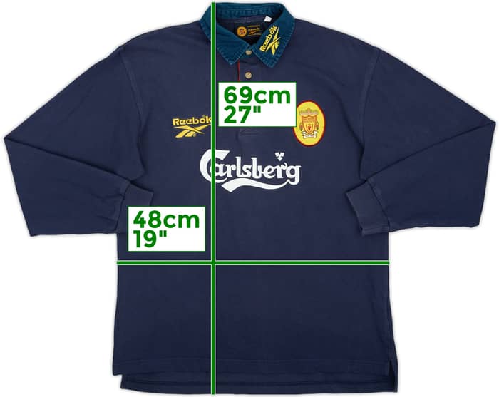 1997-98 Liverpool Reebok Rugby L/S Polo Shirt - 7/10 - (S)