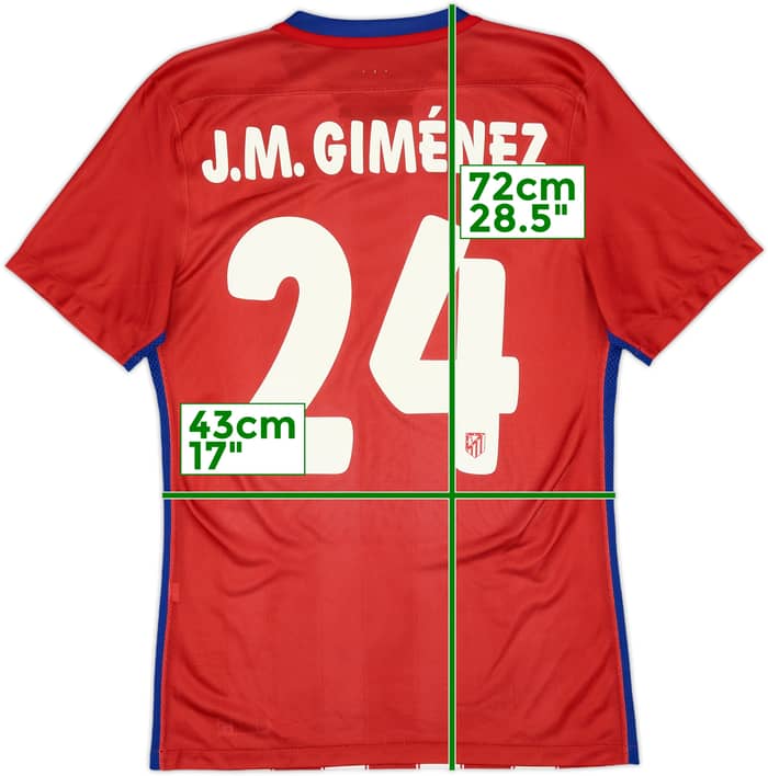 2015-16 Atletico Madrid Authentic Home Shirt J.Gimenez #24 - 8/10 - (S)