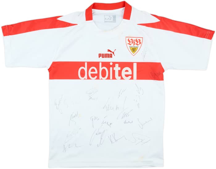2002-03 Stuttgart Match Issue Squad Signed Home Shirt #18