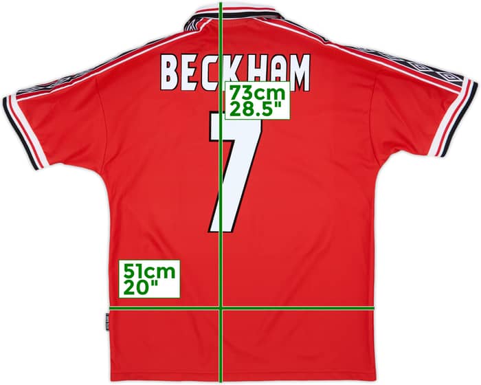 1998-00 Manchester United Home Shirt Beckham #7 - 9/10 - (L)