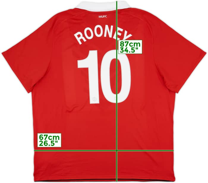2010-11 Manchester United Home Shirt Rooney #10 - 10/10 - (3XL)