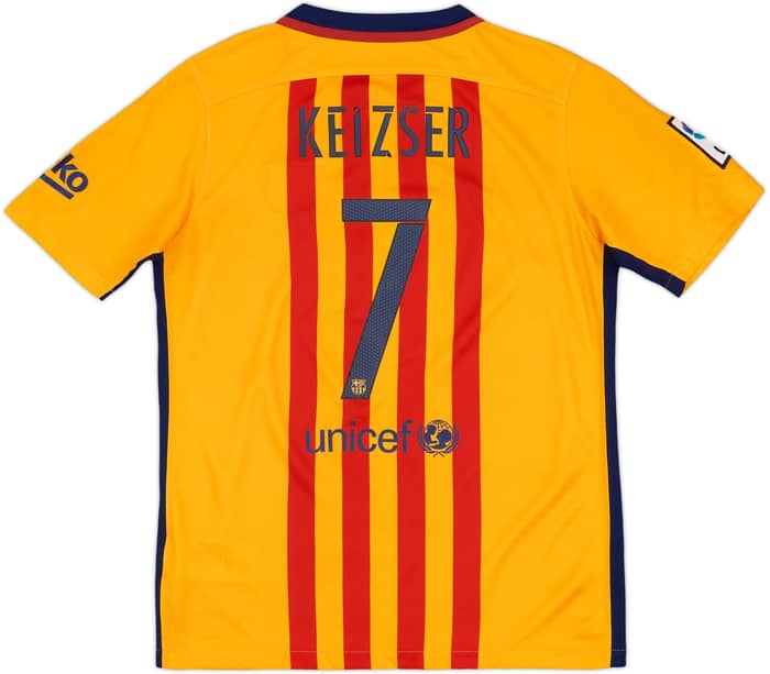 2015-16 Barcelona Away Shirt Keizser #7 - 7/10 - (XL.Boys)