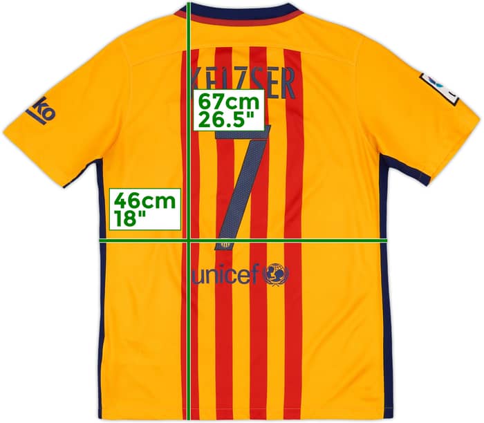 2015-16 Barcelona Away Shirt Keizser #7 - 7/10 - (XL.Boys)