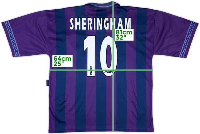 1995-97 Tottenham Away Shirt Sheringham #10 - 8/10 - (XL)