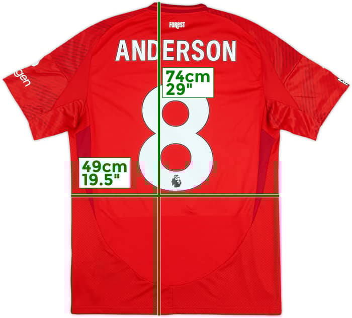 2024-25 Nottingham Forest Match Issue Home Shirt Anderson #8