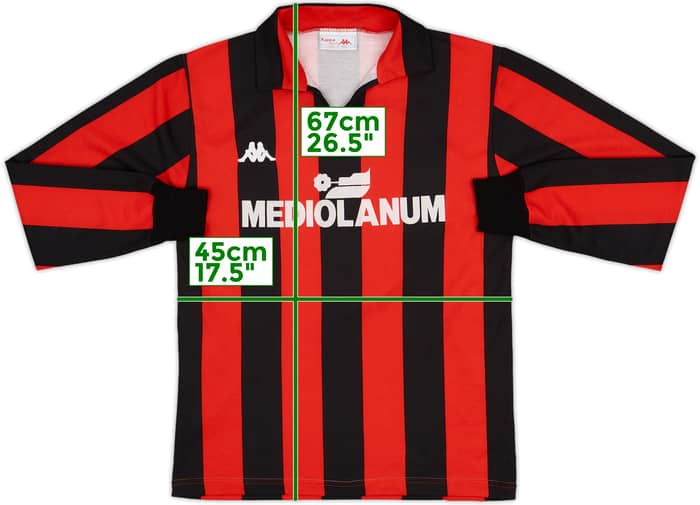 1988-89 AC Milan Home L/S Shirt #7 - 8/10 - (S)