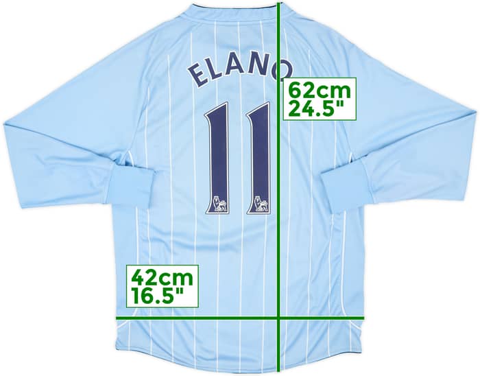 2007-08 Manchester City Home L/S Shirt Elano #11 - 8/10 - (L)