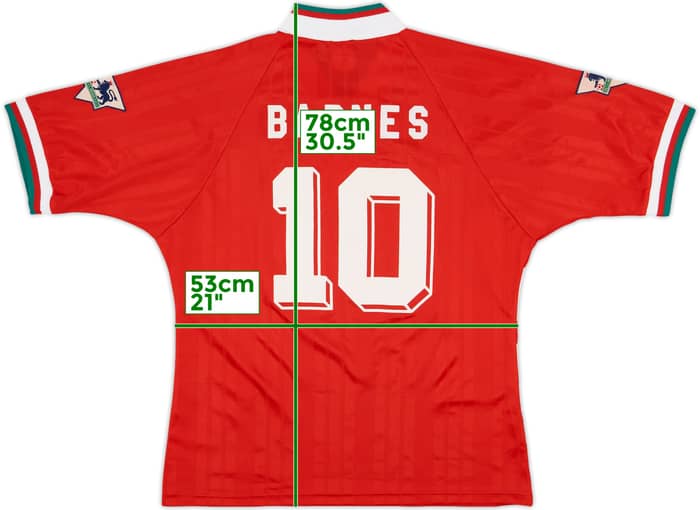 1993-95 Liverpool Home Shirt Barnes #10 - 8/10 - (L)