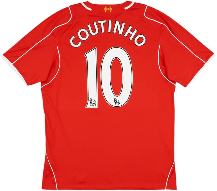 2014-15 Liverpool Home Shirt Coutinho #10 - 9/10 - (XL)