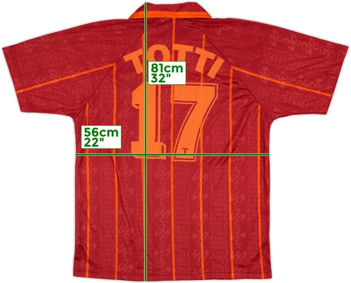 1996-97 Roma Home Shirt Totti #17 - 8/10 - (L)