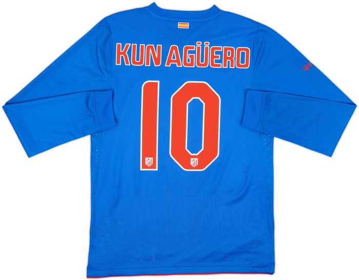 2010-11 Atletico Madrid Player Issue Away L/S Shirt Kun Aguero #10 - 8/10 - (L)