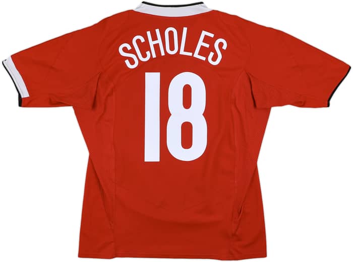 2004-06 Manchester United Home Shirt Scholes #18 - 8/10 - (L)