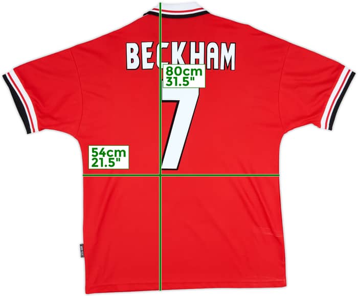 1998-00 Manchester United Home Shirt Beckham #7 - 7/10 - (L)