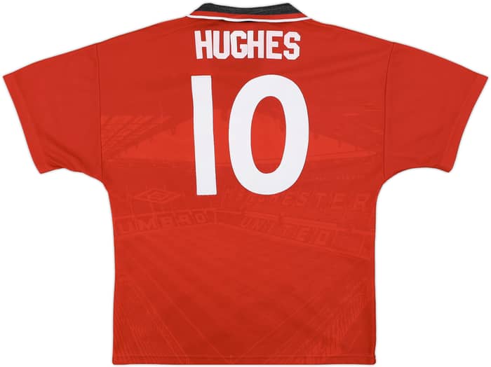 1994-96 Manchester United Home Shirt Hughes #10 - 8/10 - (Y)