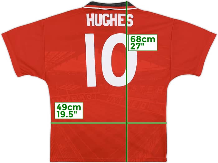 1994-96 Manchester United Home Shirt Hughes #10 - 8/10 - (Y)